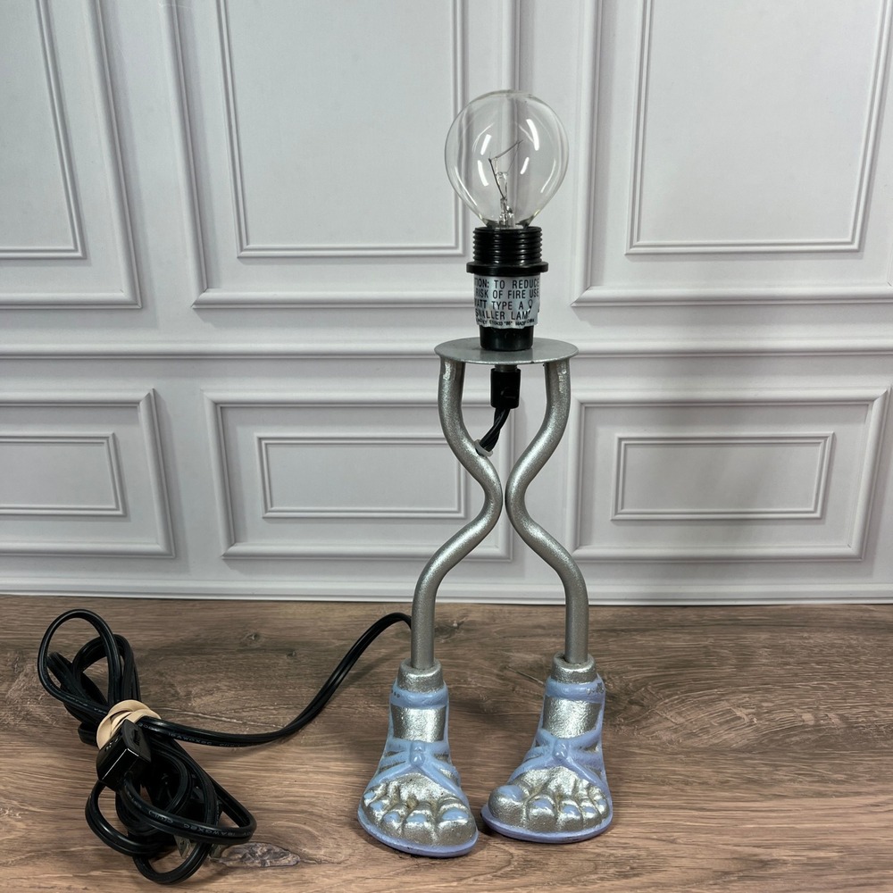 Vintage 90's Lebber Tarago Feet Novelty Leg Lamp Small Silver Blue 8in